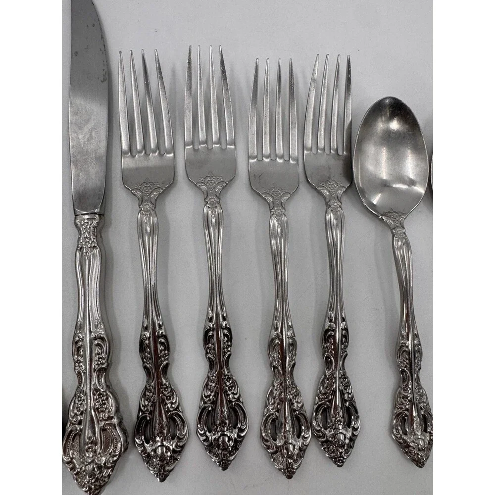 Oneida Michelangelo Heirloom Cube Set Of 9 Stainless Flatware Forks Spoons Knife